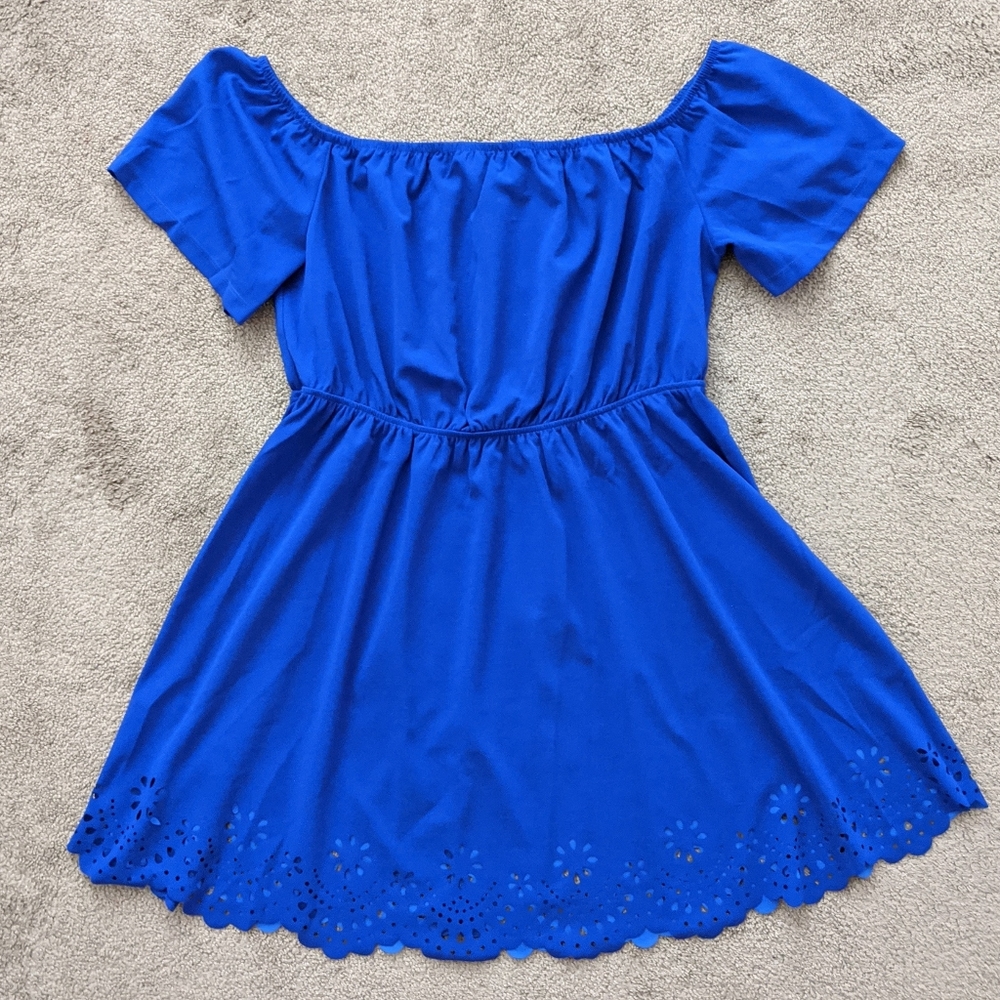 Off Shoulder Royal Blue Dress
